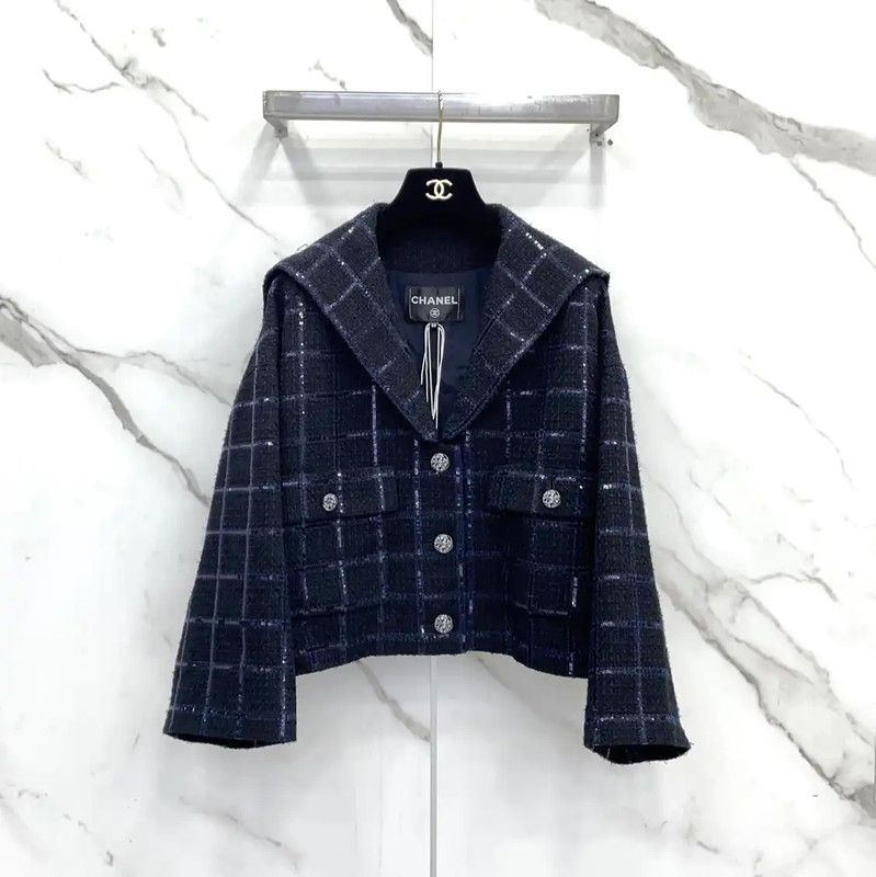 Chanel Chanel Dark Blue Cotton Blend Women's Jacket 0089 Size M / US 6-8 / IT 42-44 - 1 Thumbnail