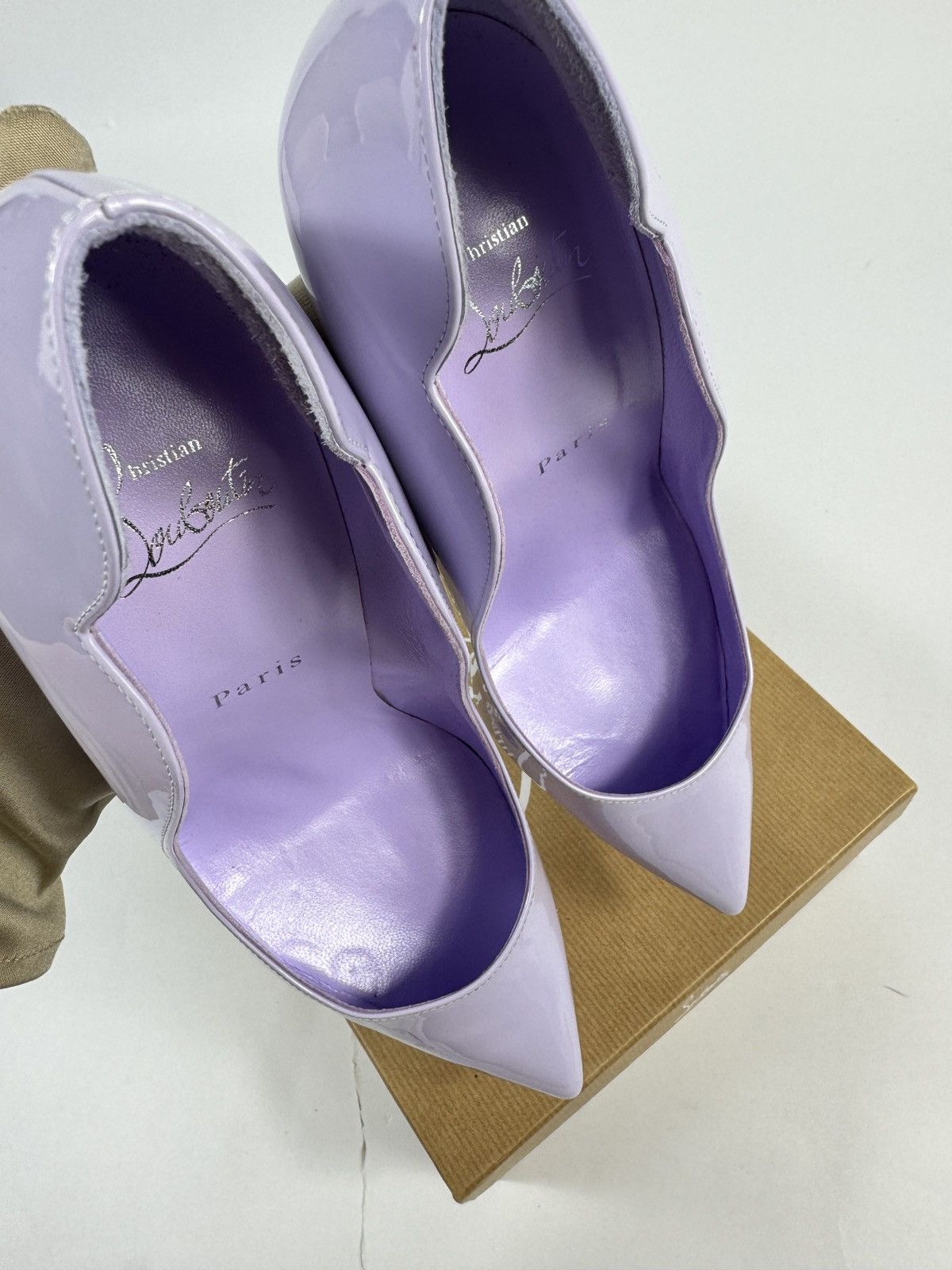 Christian Louboutin HOT CHICK 100 PATENT LILAC PUMPS Size US 10 / IT 40 - 5 Thumbnail