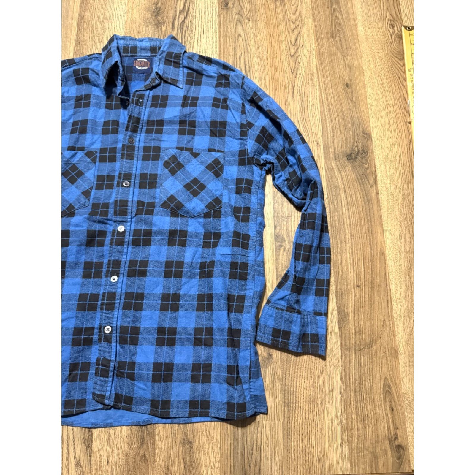 Vintage VINTAGE Saugatuck Shirt Men's M Black Blue Long Sleeve Button-Up Plaid Cotton Flannel Casual Pockets Mens Size US M / EU 48-50 / 2 - 4 Thumbnail