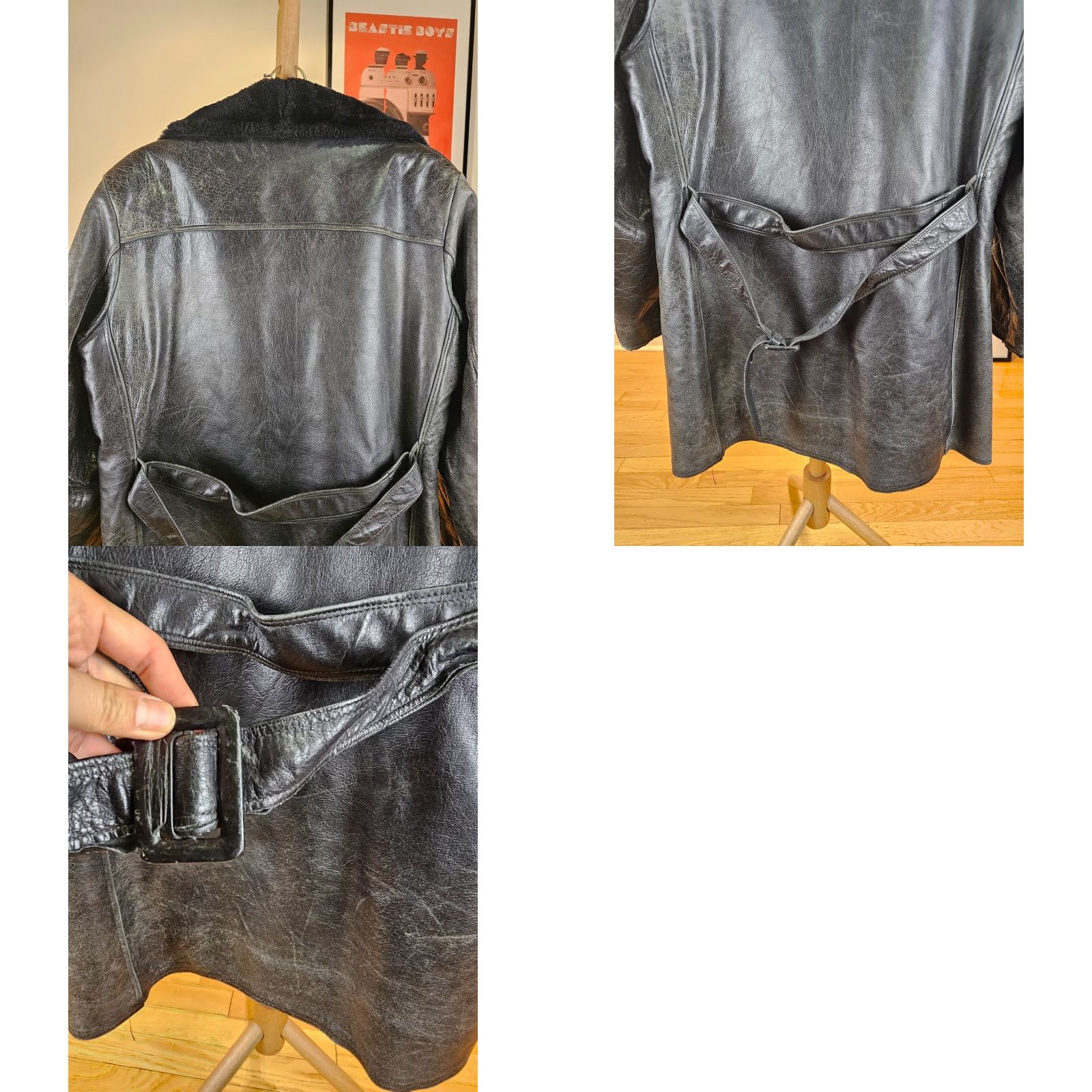 Vintage VINTAGE Unbranded SHEEPSKIN SHEARLING LINING BLACK LEATHER JACKET SZ 42 Coat Men Size US XS / EU 42 / 0 - 10 Thumbnail