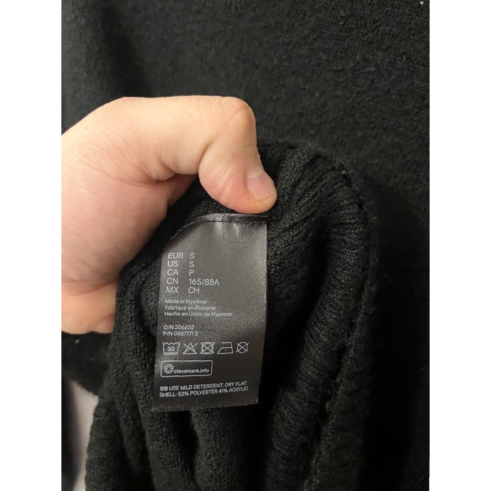 H&M VINTAGE H&M Black Tight Knit Sweater Womens S Pullover Turtleneck Acrylic Knit Size S / US 4 / IT 40 - 4 Thumbnail
