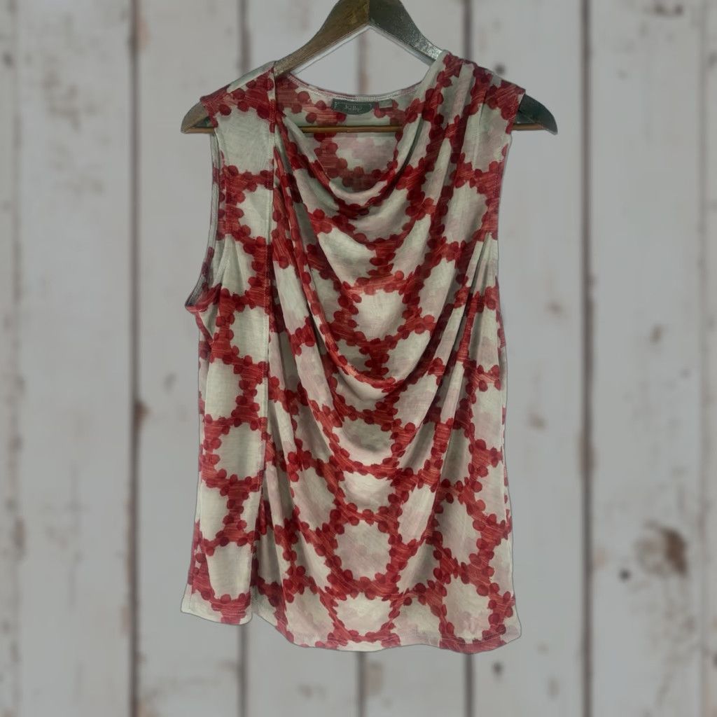 Vintage Kelly Red/Beige Geometric Slinky Dress Top Womens Size L USA Size M / US 6-8 / IT 42-44 - 1 Thumbnail
