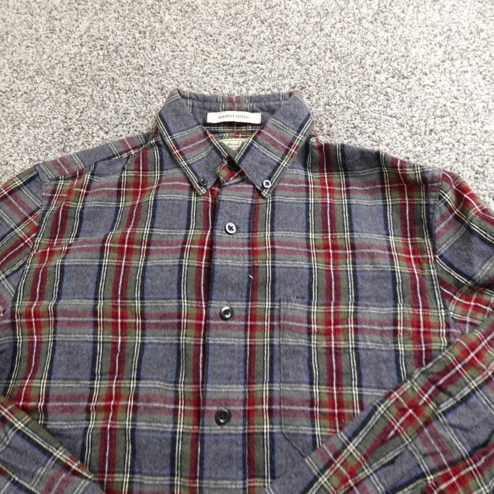 Vintage LL Bean Shirt Mens S Gray Red Scotch Plaid Flannel Button Up Long Sleeve Outdoor Size US S / EU 44-46 / 1 - 3 Thumbnail