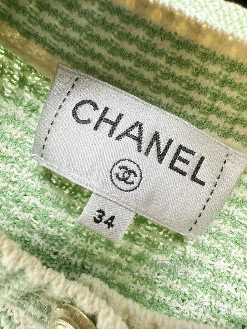 Chanel Chanel Green and white long-sleeved long knitted cardigan Size XXS / US 00 / IT 34 - 6 Thumbnail