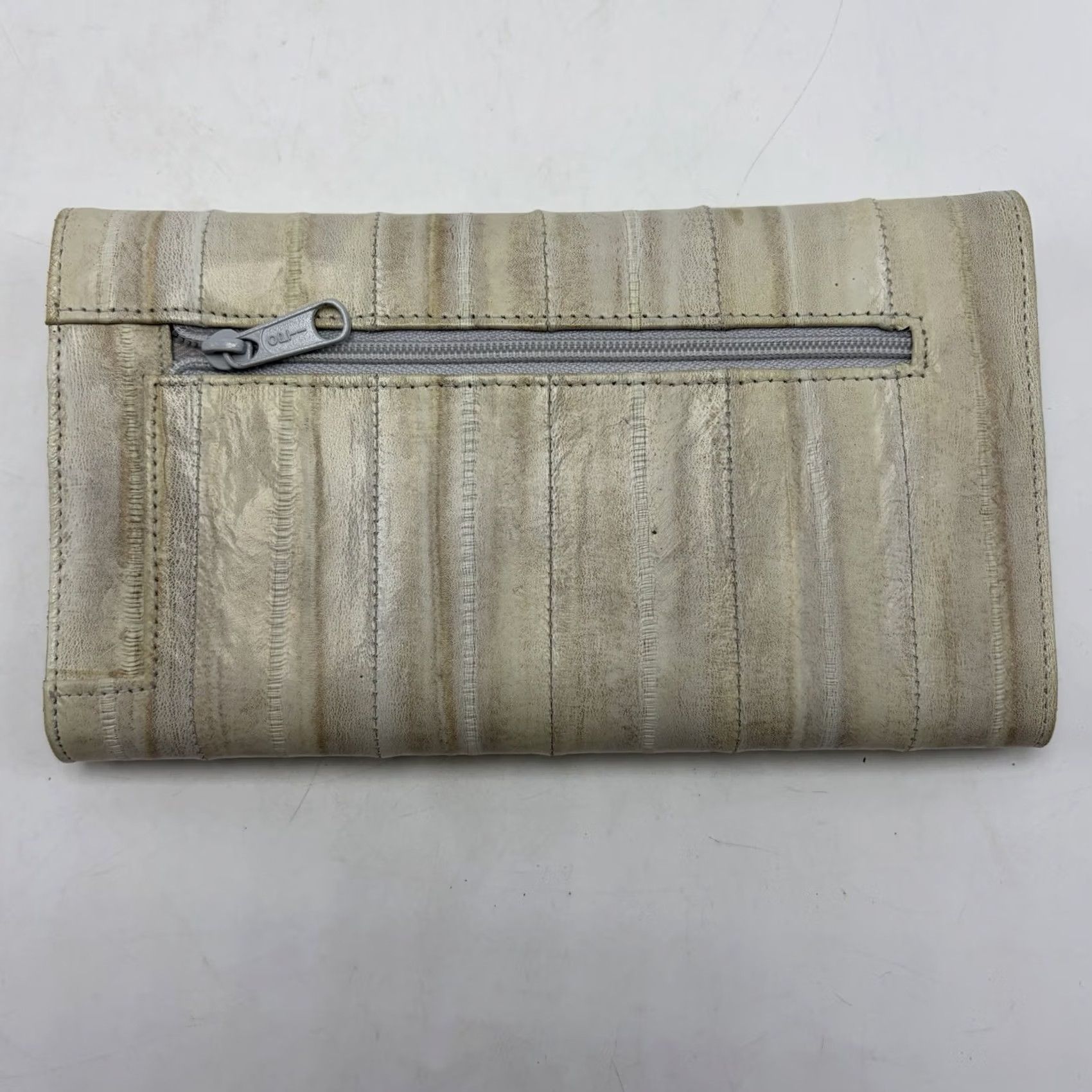 Skin VINTAGE Lee Sands Wallet Woman Ivory Eel Skin Tri Fold Credit Card Leather Folding Size ONE SIZE - 4 Thumbnail