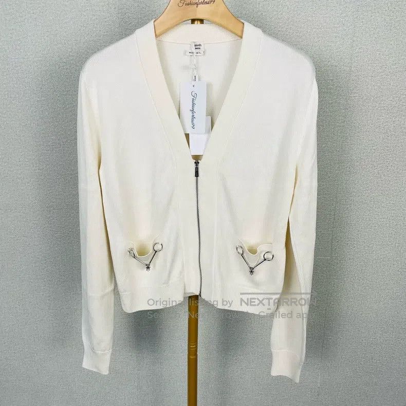 Hermes Hermes White Wool Open Cardigan Size XS / US 0-2 / IT 36-38 - 1 Thumbnail