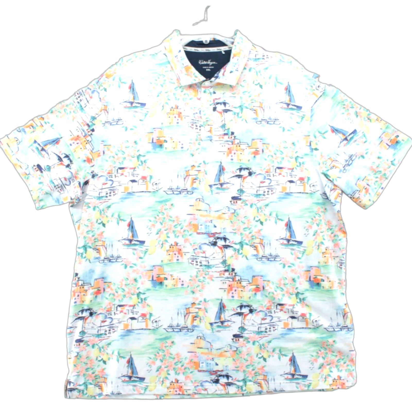 Vintage Walter Hagen Polo Shirt Men's White XXL Clubhouse Sicily Scape Golf Performance Graphic Print Logo Size US XXL / EU 58 / 5 - 1 Thumbnail