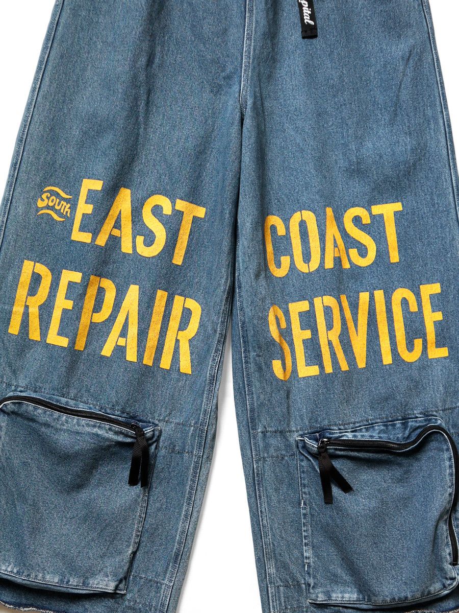 Kapital Kapital 12.5oz Broken Denim East Repairman Track Pants Size US 36 / EU 52 - 5 Thumbnail