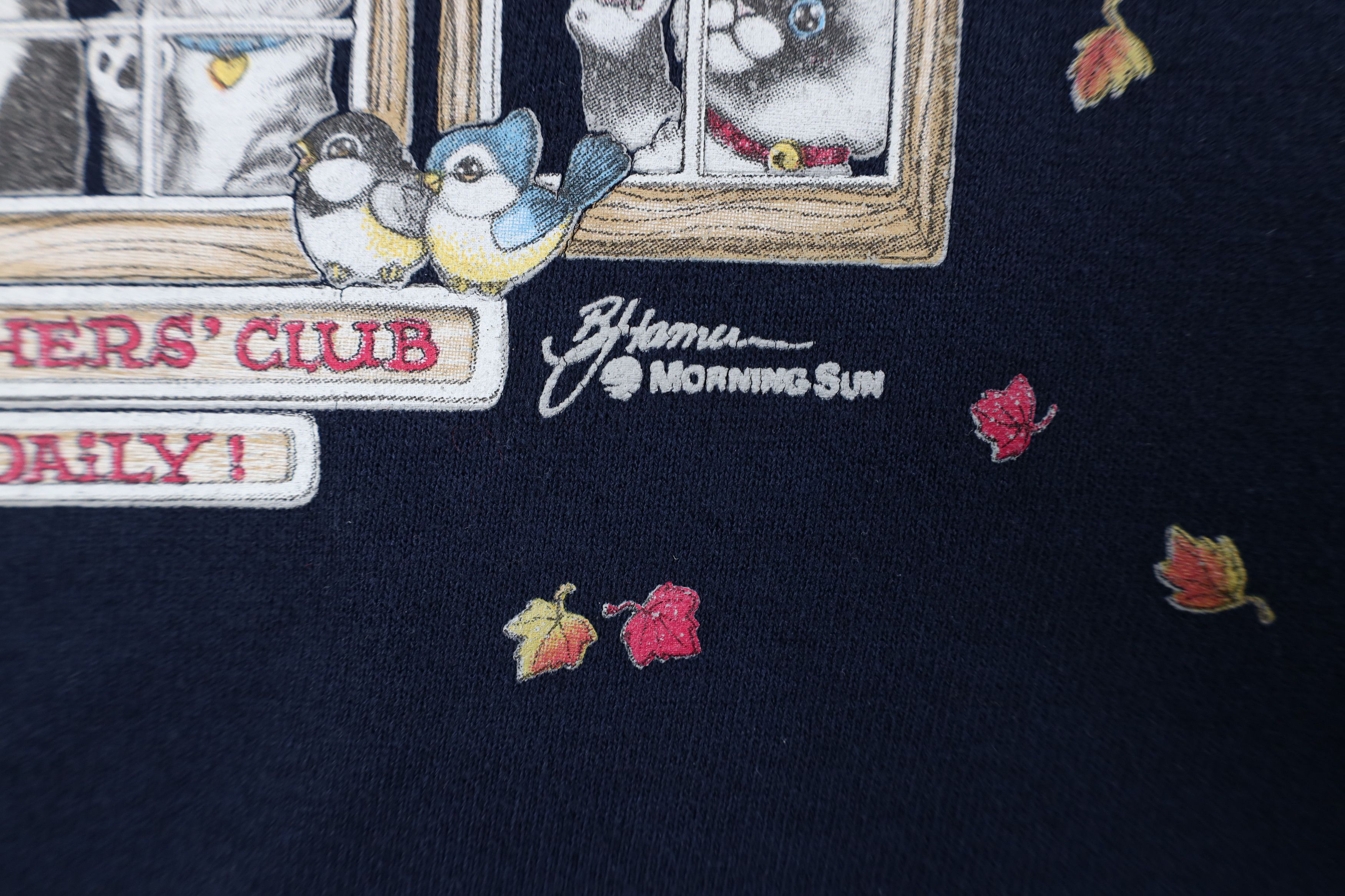Vintage Vintage 90s Streetwear Kitten Bird Cat Lady Sweatshirt USA Size L / US 10 / IT 46 - 5 Thumbnail