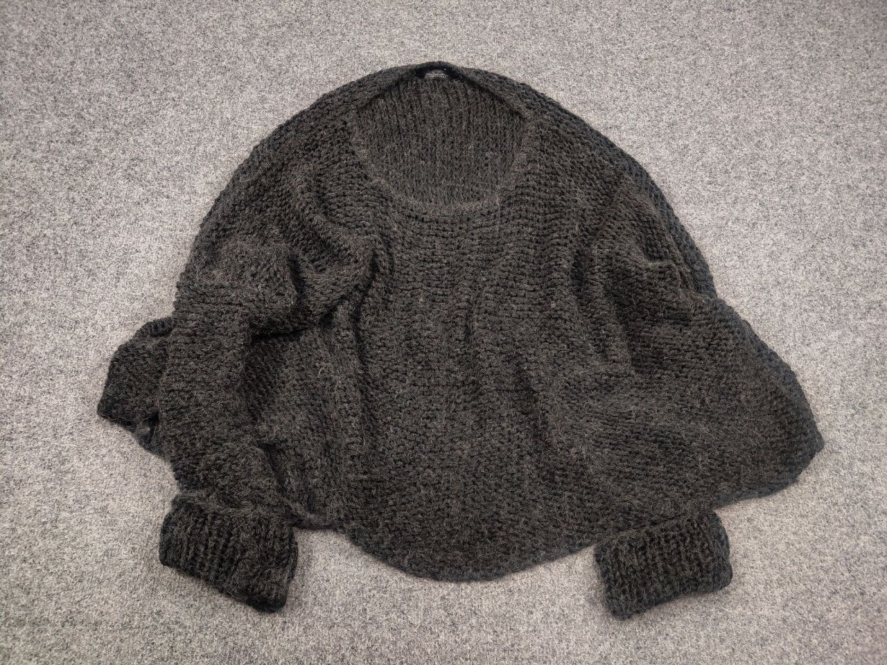 Vintage Umit unal Design oversized knit Dark Wool cropped Sweater Size L / US 10 / IT 46 - 5 Thumbnail