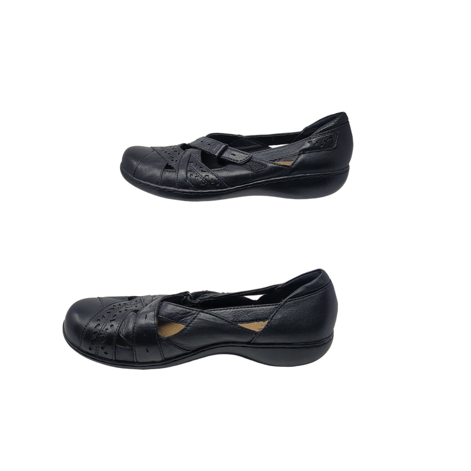 Clarks Y2K Clarks Bendables Leather Mary Janes 9.5 Black Flats Twee Size US 9.5 / IT 39.5 - 4 Thumbnail