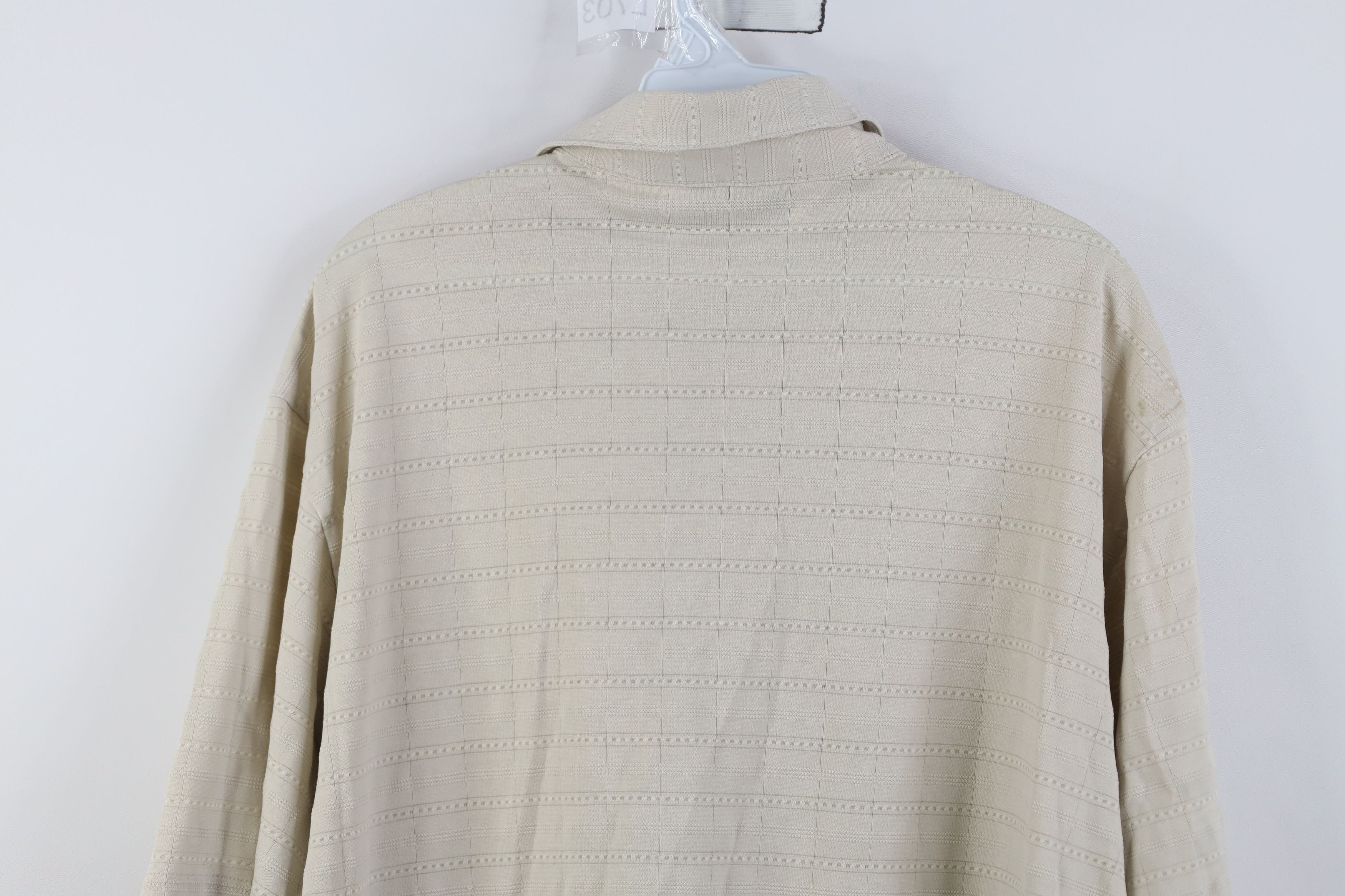 Vintage Vintage 90s Streetwear Striped Knit Golf Polo Shirt Beige Size US L / EU 52-54 / 3 - 12 Thumbnail