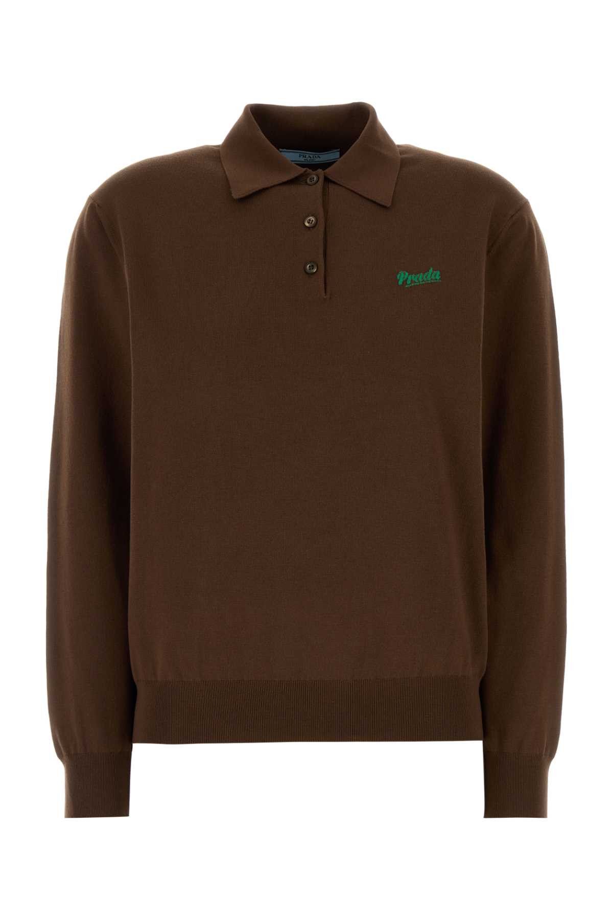 Prada Brown Silk Blend Polo Shirt Size M / US 6-8 / IT 42-44 - 1 Thumbnail