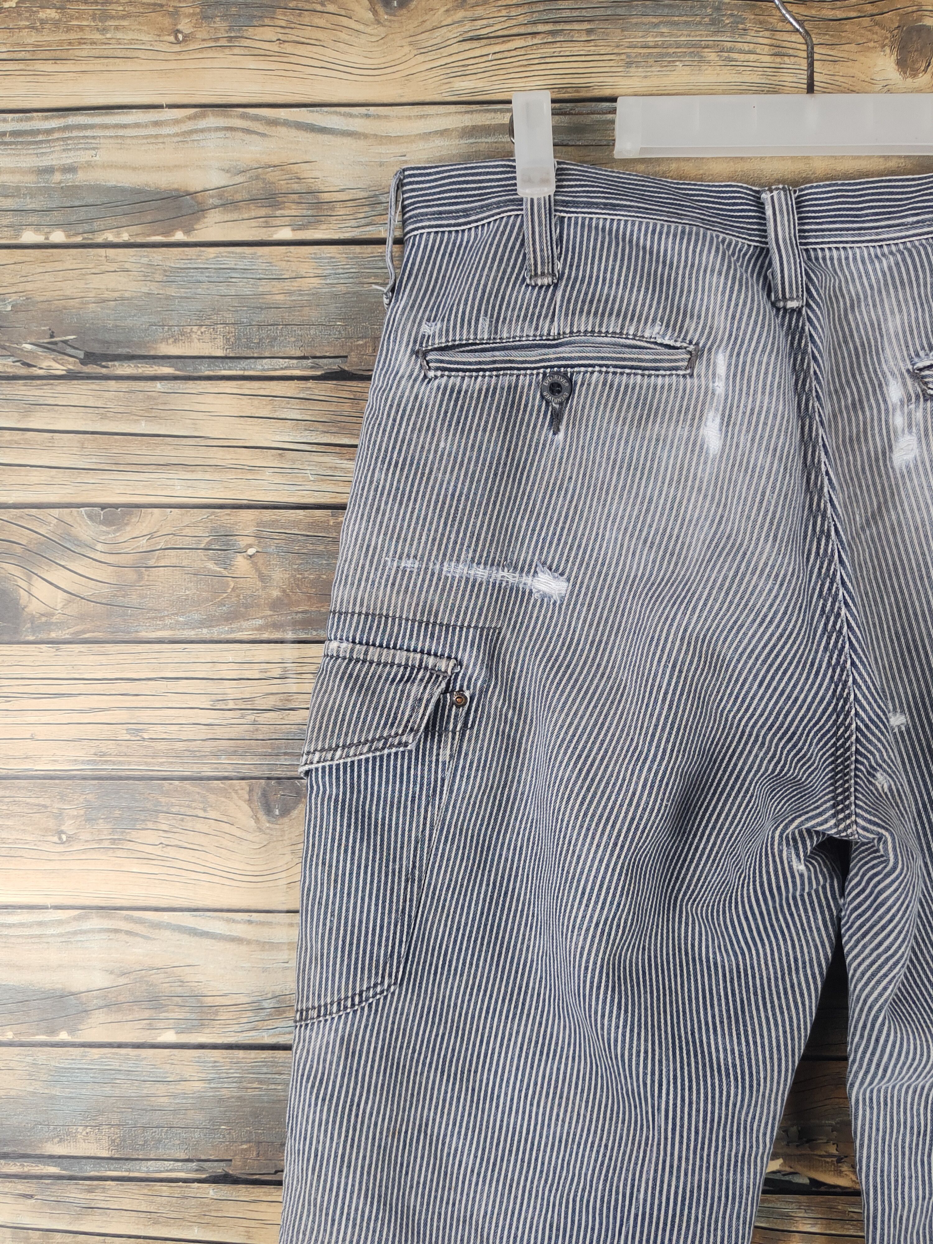Vintage DL Evenriver Blue White Distressed Ripped Jeans #1658 Size US 33 - 8 Thumbnail