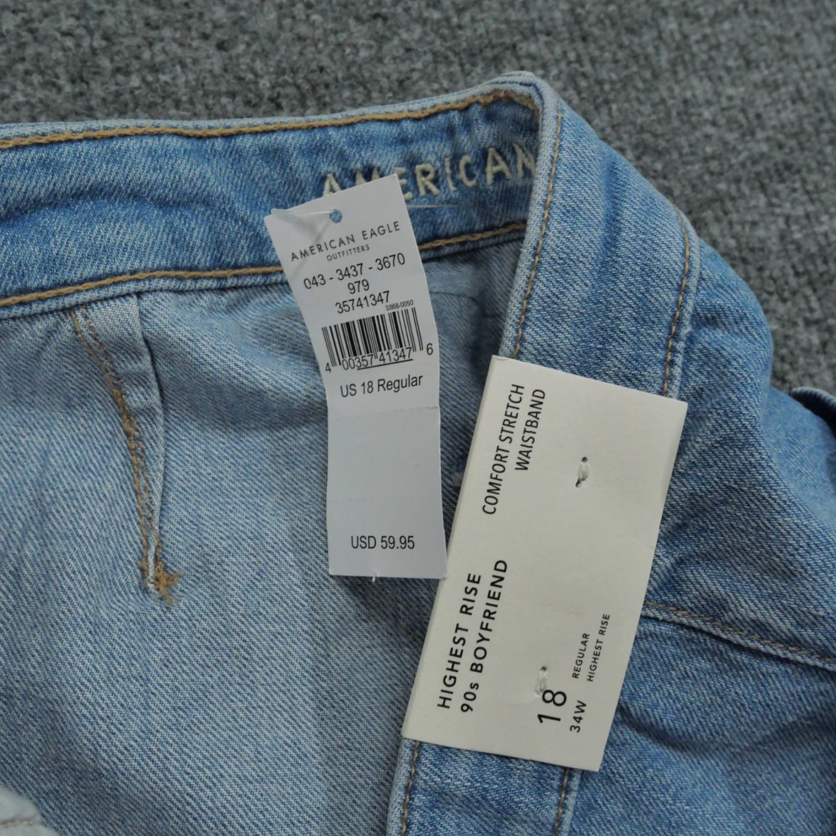 American Eagle Outfitters VINTAGE American Eagle Outfitters Jeans Women's 18 Blue Denim High Rise Boyfriend 90s Distressed 5-Pocket Design Jeans Womens Size 24" / US 00 / IT 34 - 7 Thumbnail