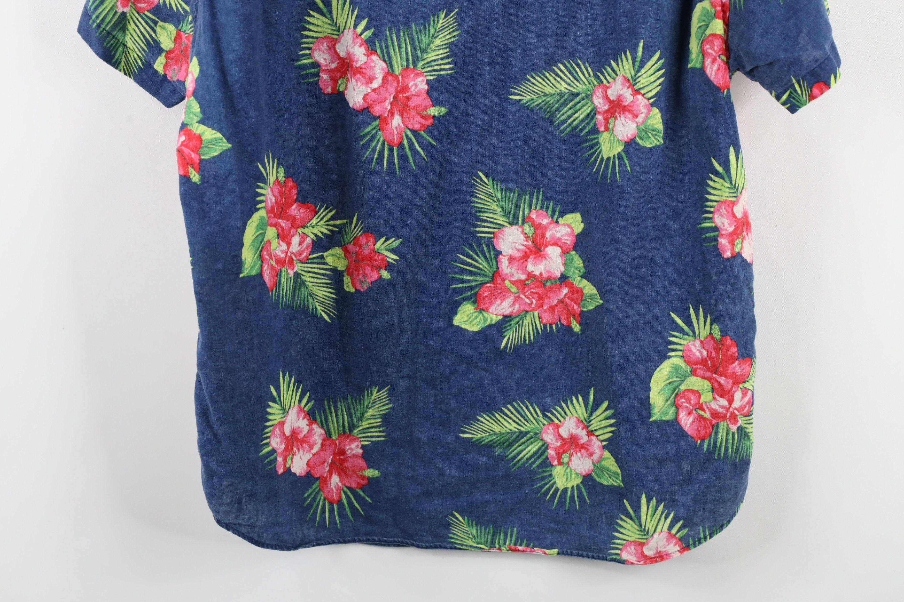J.Crew × Vintage J Crew Faded Linen Blend Flower Hawaiian Button Down Shirt Size US L / EU 52-54 / 3 - 9 Thumbnail