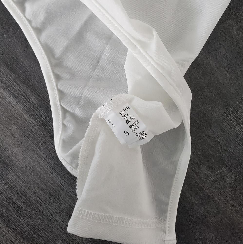 Designer White Asymmetrical Artwork Long Sleeve Size S / US 4 / IT 40 - 3 Thumbnail
