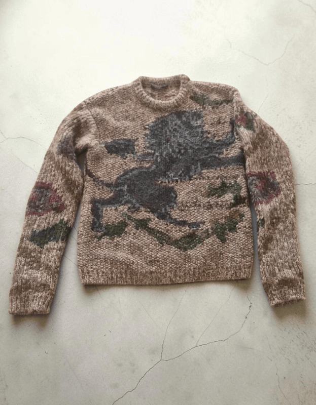 Dolce & Gabbana Dolce & Gabbana Tapestry Lion Rose Chunky Knit Pullover M 48 Size US M / EU 48-50 / 2 - 1 Thumbnail