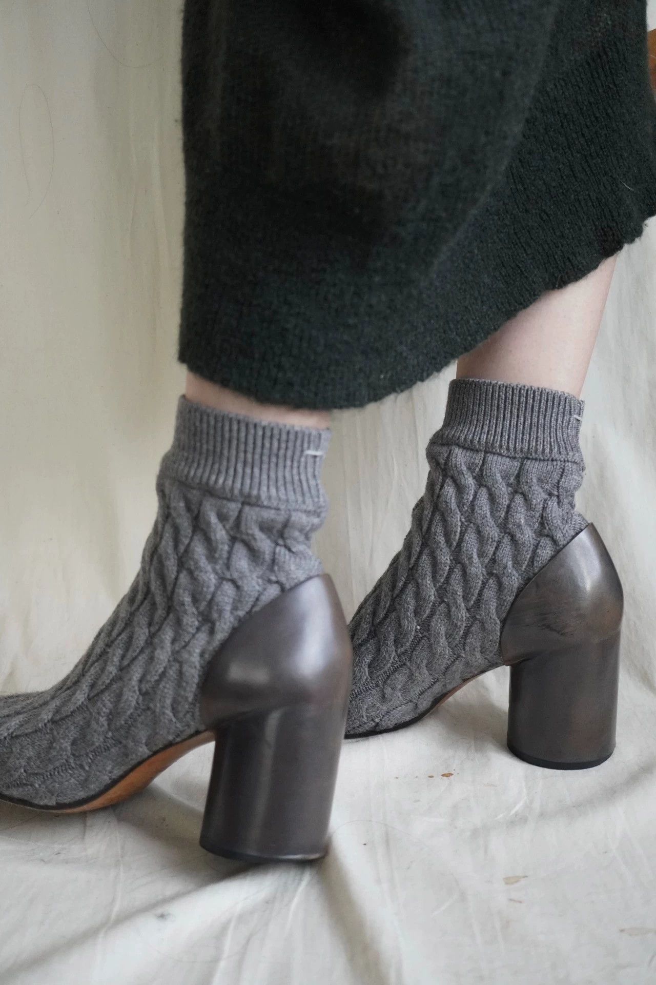 Maison Margiela MM 2000s Tabi Wool-Knit & Leather Short Boots 37 Size US 6.5 / IT 36.5 - 4 Thumbnail