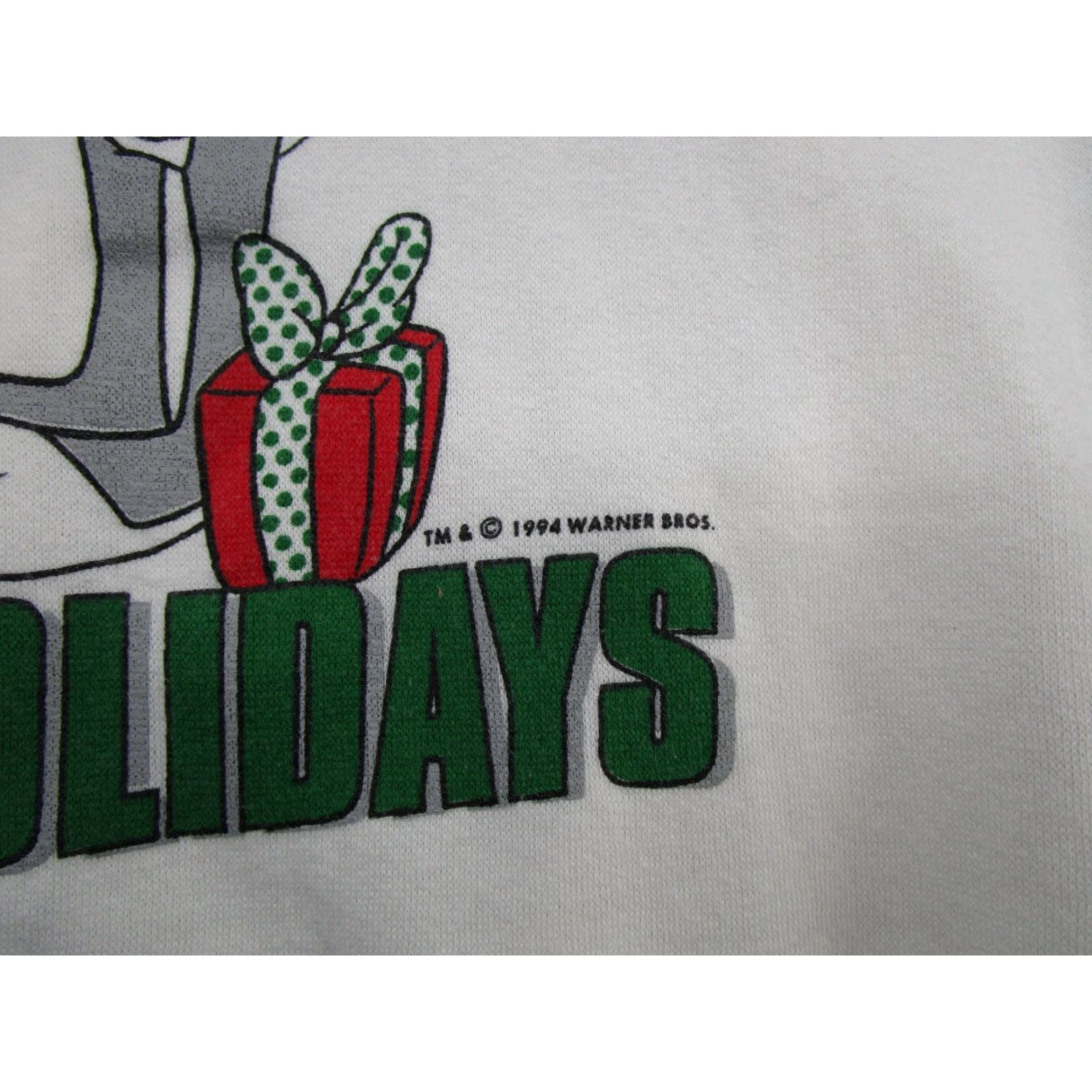Vintage VINTAGE Looney Tunes Sweatshirt White Crew Neck Long Sleeve Mens M Bugs Bunny Holiday Graphic Print 1996 Winter Size US M / EU 48-50 / 2 - 3 Thumbnail