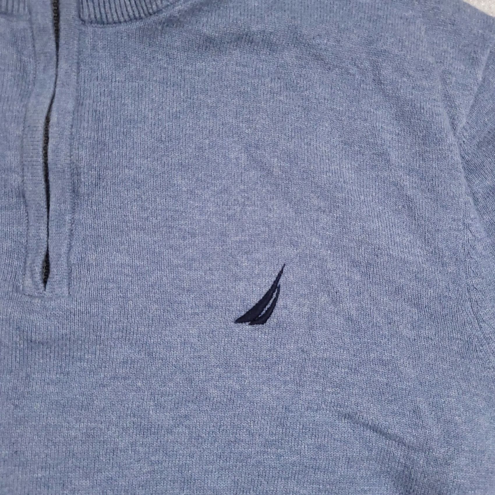 Nautica Nautica 1/4 Zip Pullover Sweater Mens Medium Light Blue Knit Slim Mock Neck Size US M / EU 48-50 / 2 - 4 Thumbnail
