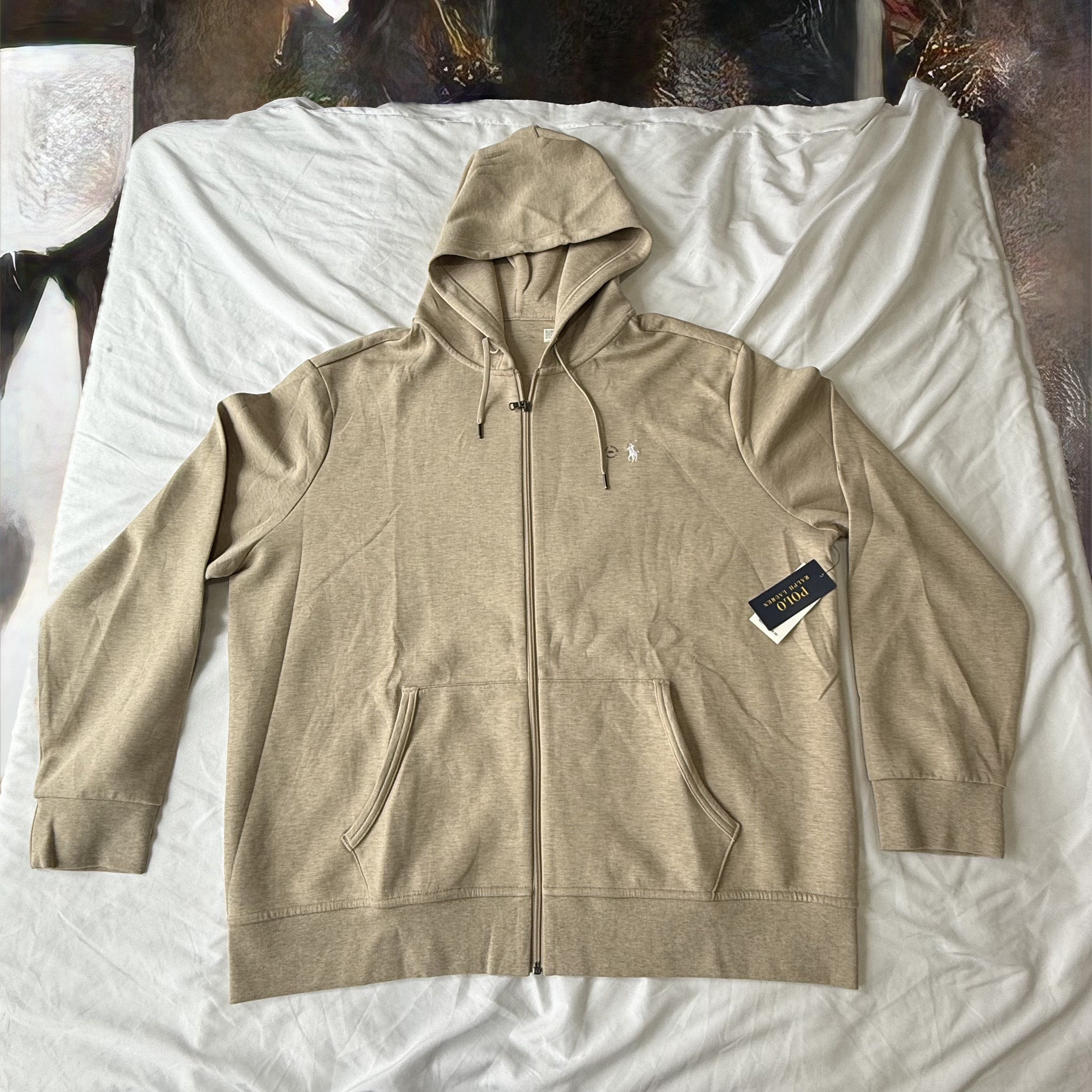 Polo Ralph Lauren Polo Ralph Lauren Double-Knit Full-Zip Hoodie - Tan/Beige Size US XXL / EU 58 / 5 - 1 Thumbnail