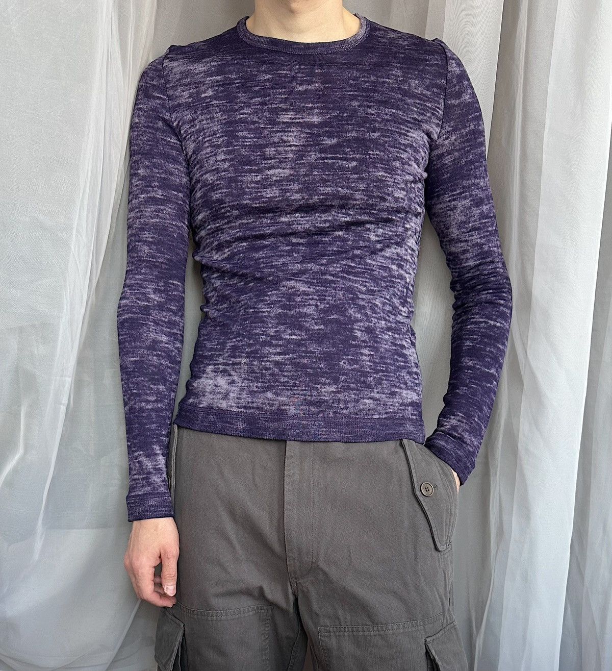 PRADA SS2006 Purple Dyed Logo Silk Sweater Vintage wool knit
