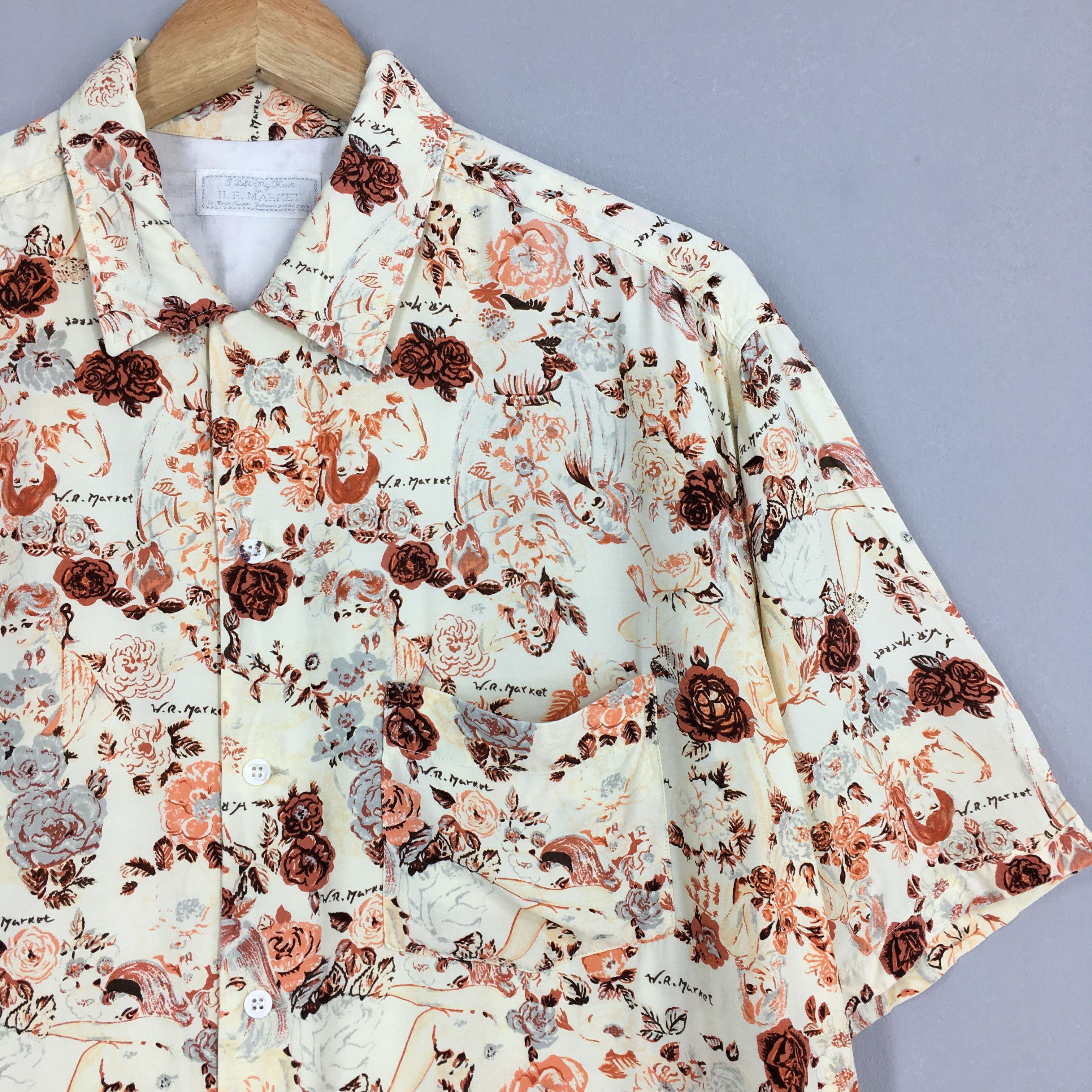 HOLLYWOOD RANCH MARKET × Japanese Brand Vintage HR Market Japan Hawaiian Flower Rayon Shirt Large Size US L / EU 52-54 / 3 - 2 Thumbnail