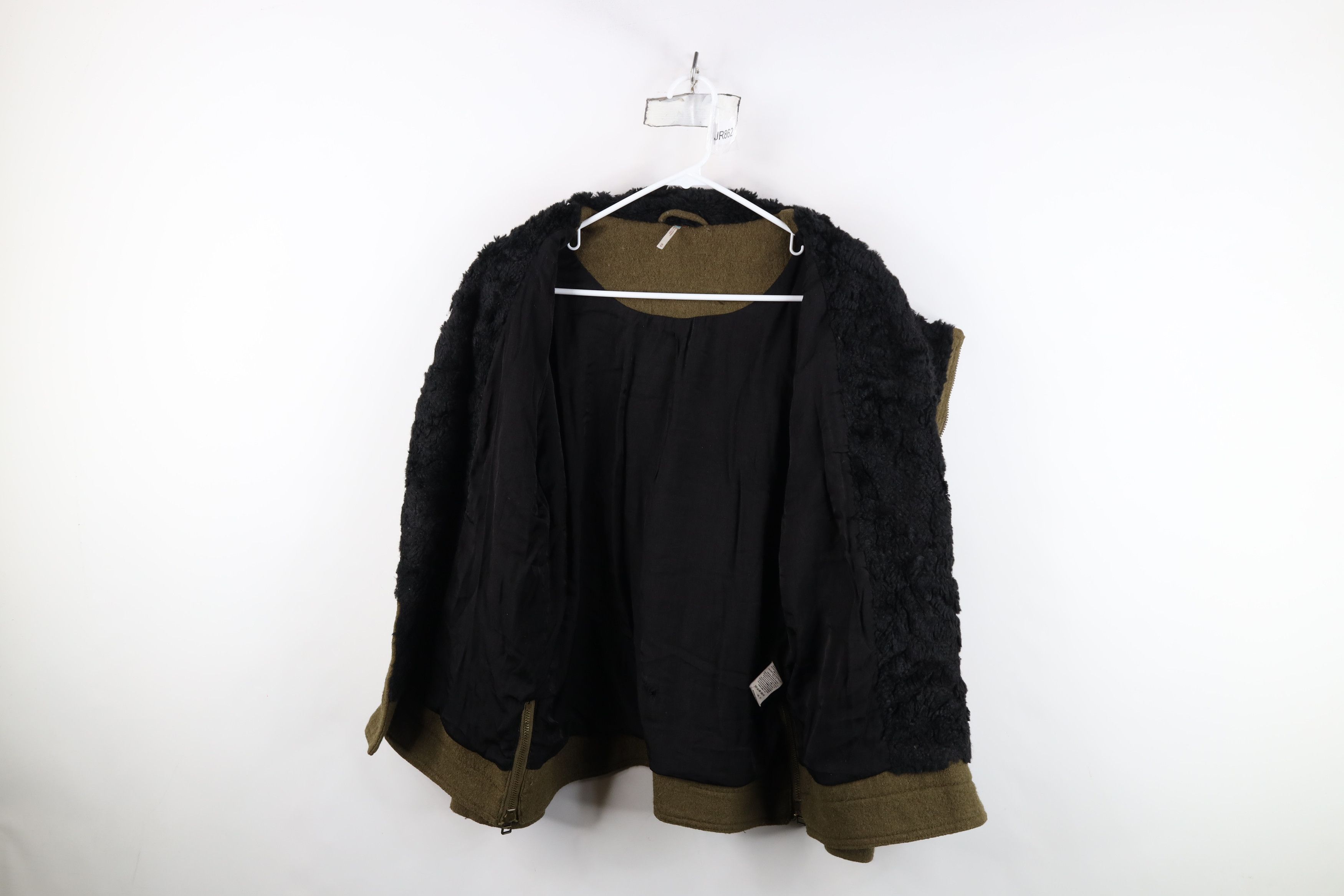 Free People Free People Chic Asymmetrical Zip Wool Bomber Jacket Green Size M / US 6-8 / IT 42-44 - 11 Thumbnail