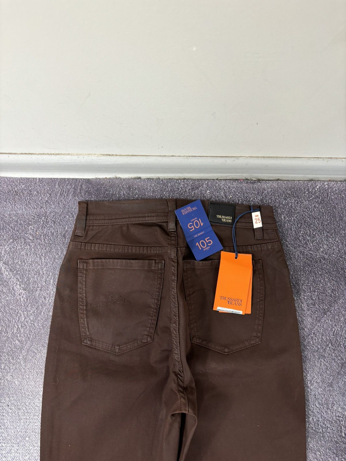 Trussardi Trussardi Women’s NWT Satin Brown Luxury Skinny Pants Jeans Size 25" / US 0 / IT 36 - 18 Thumbnail