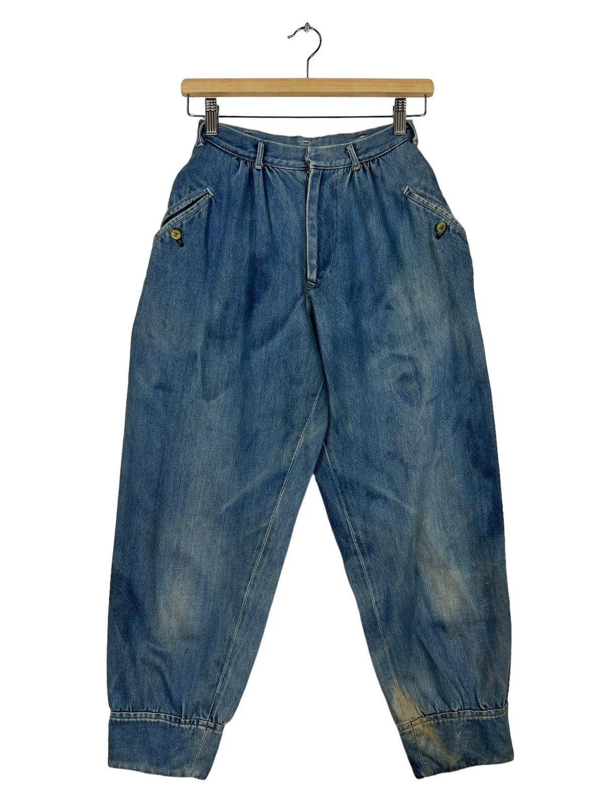 Yohji Yamamoto 🔥 VINTAGE 80s Y's YOHJI YAMAMOTO BAGGY DYED DENIM JEANS Size 26" / US 2 / IT 38 - 1 Thumbnail