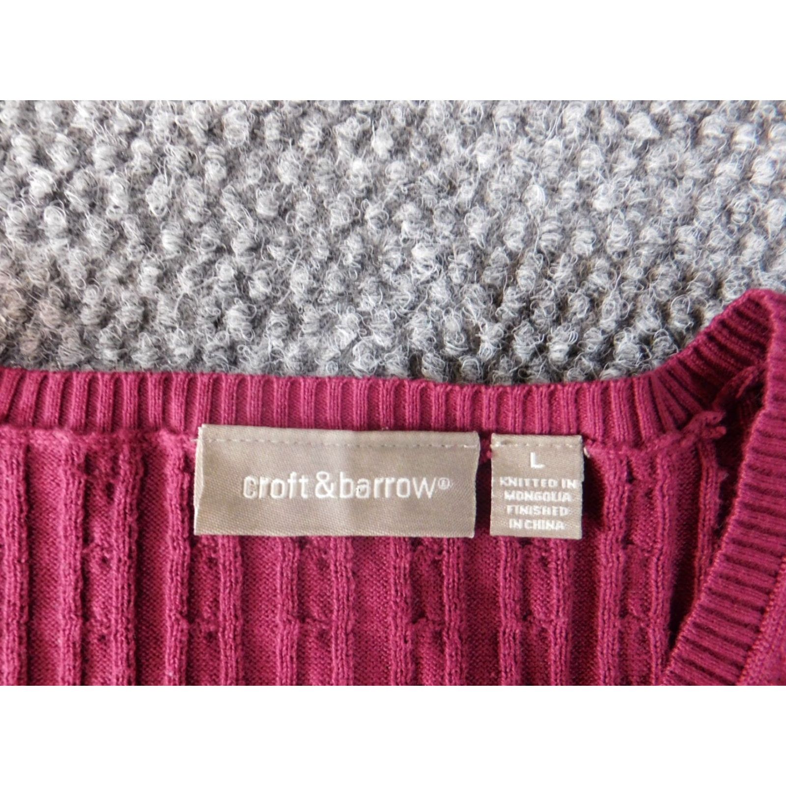 Croft & Barrow Croft & Barrow Women’s Sweater L Red Pullover Knit Cotton V-Neck Long Sleeve Classic Cozy Casual Knit Size L / US 10 / IT 46 - 4 Thumbnail