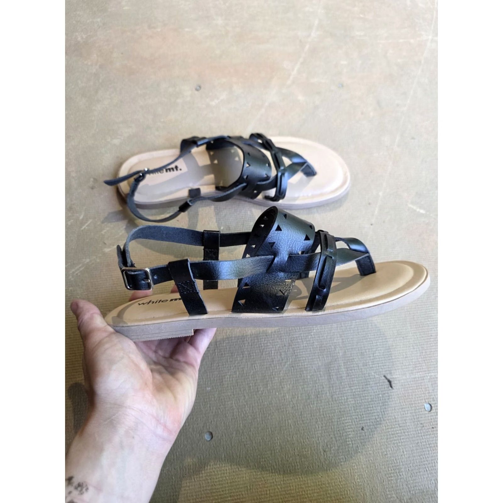 Vintage Womens Sandals White Mn Sandlas Black Strap 8 XS? Size US 8 / IT 38 - 4 Thumbnail