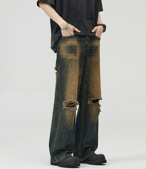 Japanese Brand × Jean American retro distressed baggy ripped jeans Size US 32 / EU 48 - 2 Thumbnail