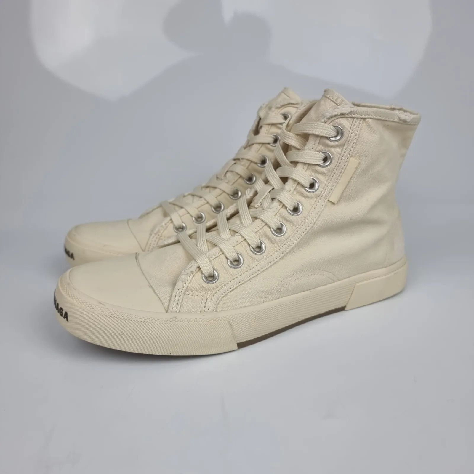 image of Balenciaga Paris Men's White Cotton High Top Sneakers New (Size 13)