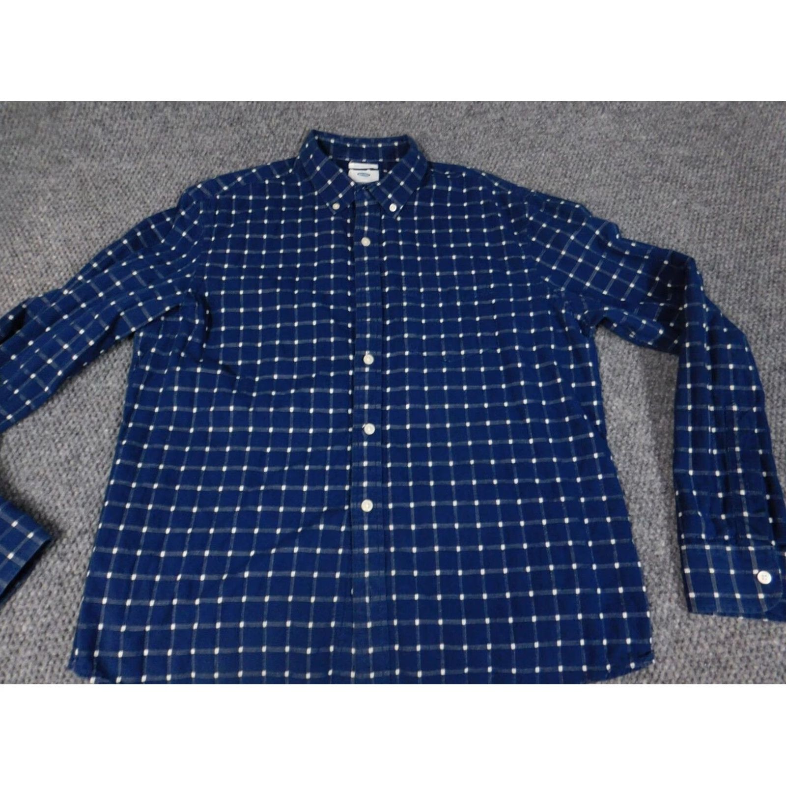 Old Navy Old Navy Mens Shirt Long Sleeve Plaid Button-Down Slim Fit Blue Large Regular Collared Button-Up Pockets Size US L / EU 52-54 / 3 - 3 Thumbnail