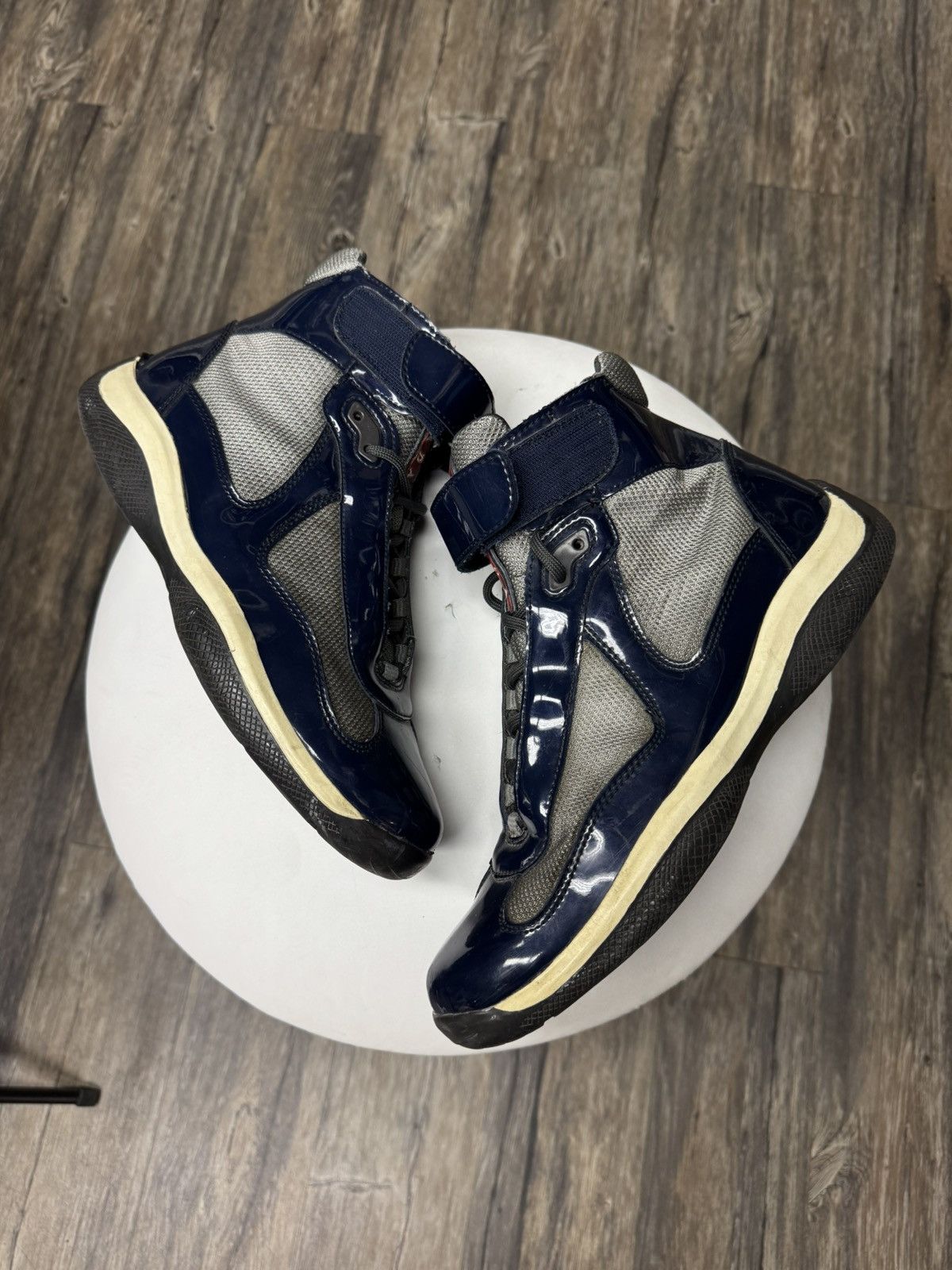 Prada PRADA DARK BLUE PATENT LEATHER HITOP CUPS Size US 9 / EU 42 - 1 Thumbnail