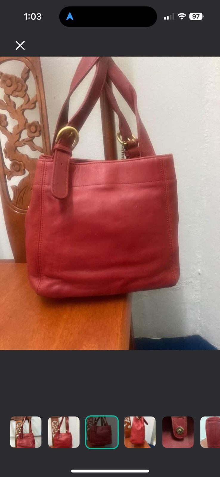 Coach Vintage Coach Waverly Purse Red Leather Size ONE SIZE - 5 Thumbnail
