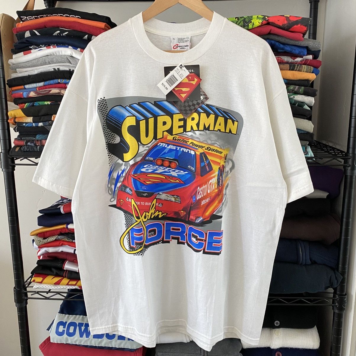 NASCAR Vintage Nascar John Force T-Shirt Superman Warner Bros 1990s Size US XL / EU 56 / 4 - 1 Thumbnail
