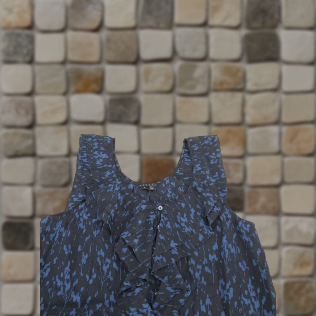 Theory Theory Shirt Womens P Petites Black Silk Cami with Ruffle - Tank - Brand Theory - Petite Size P - Black Silk Cami - Womens - 90s? Size S / US 4 / IT 40 - 1 Thumbnail