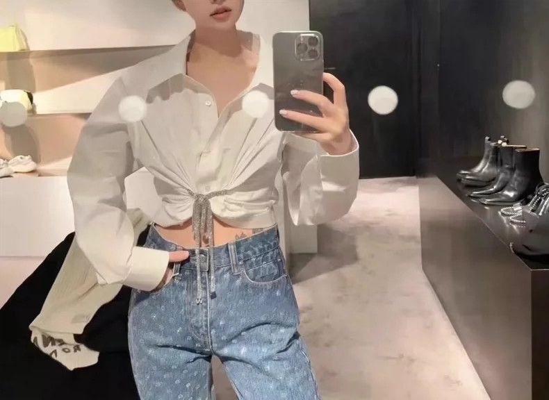 Alexander Wang Alexanderwang White Cropped Shirt- Size XS / US 0-2 / IT 36-38 - 1 Thumbnail