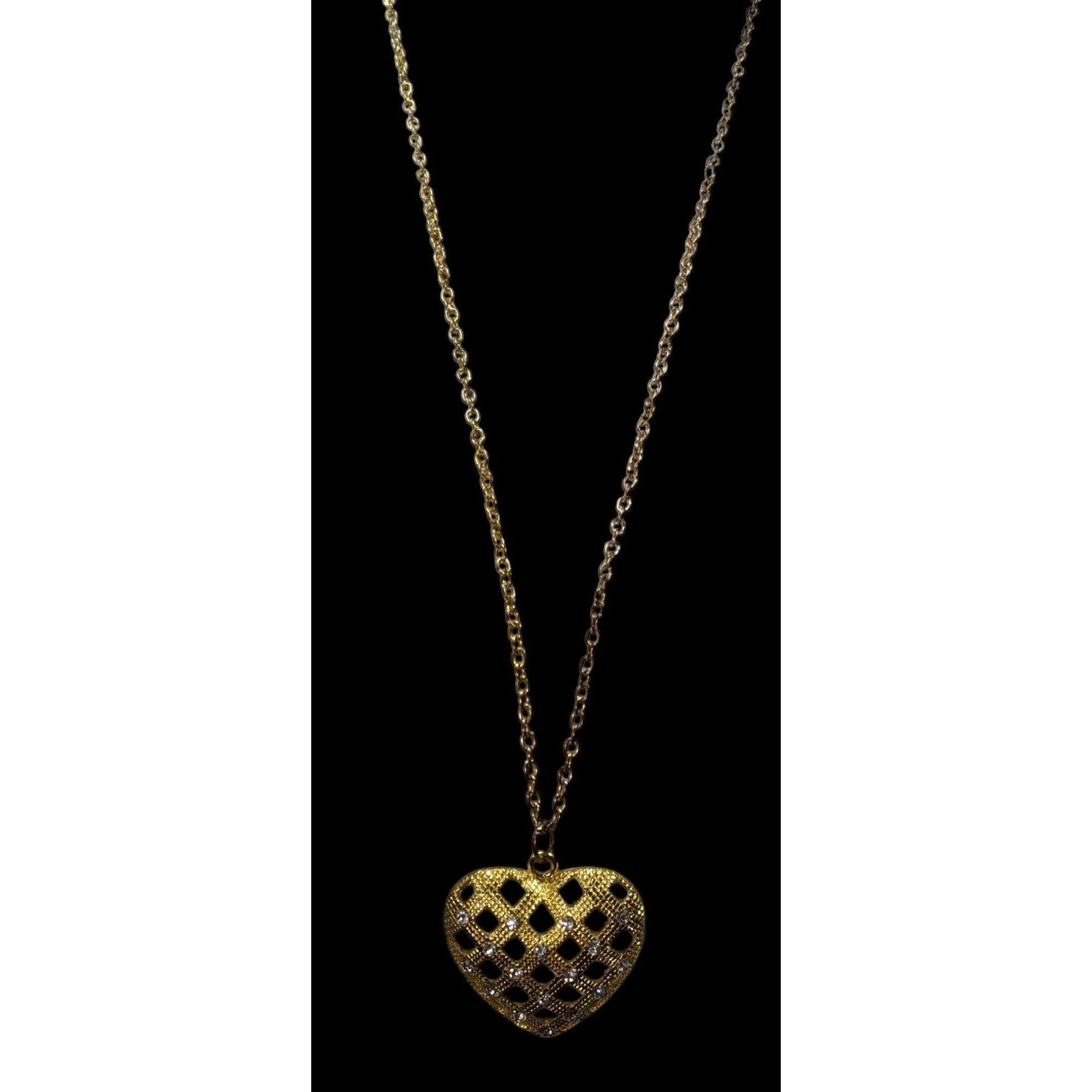 Other Coquette Glam Gold Tone Lattice Concave Heart Necklace Size ONE SIZE - 2 Thumbnail