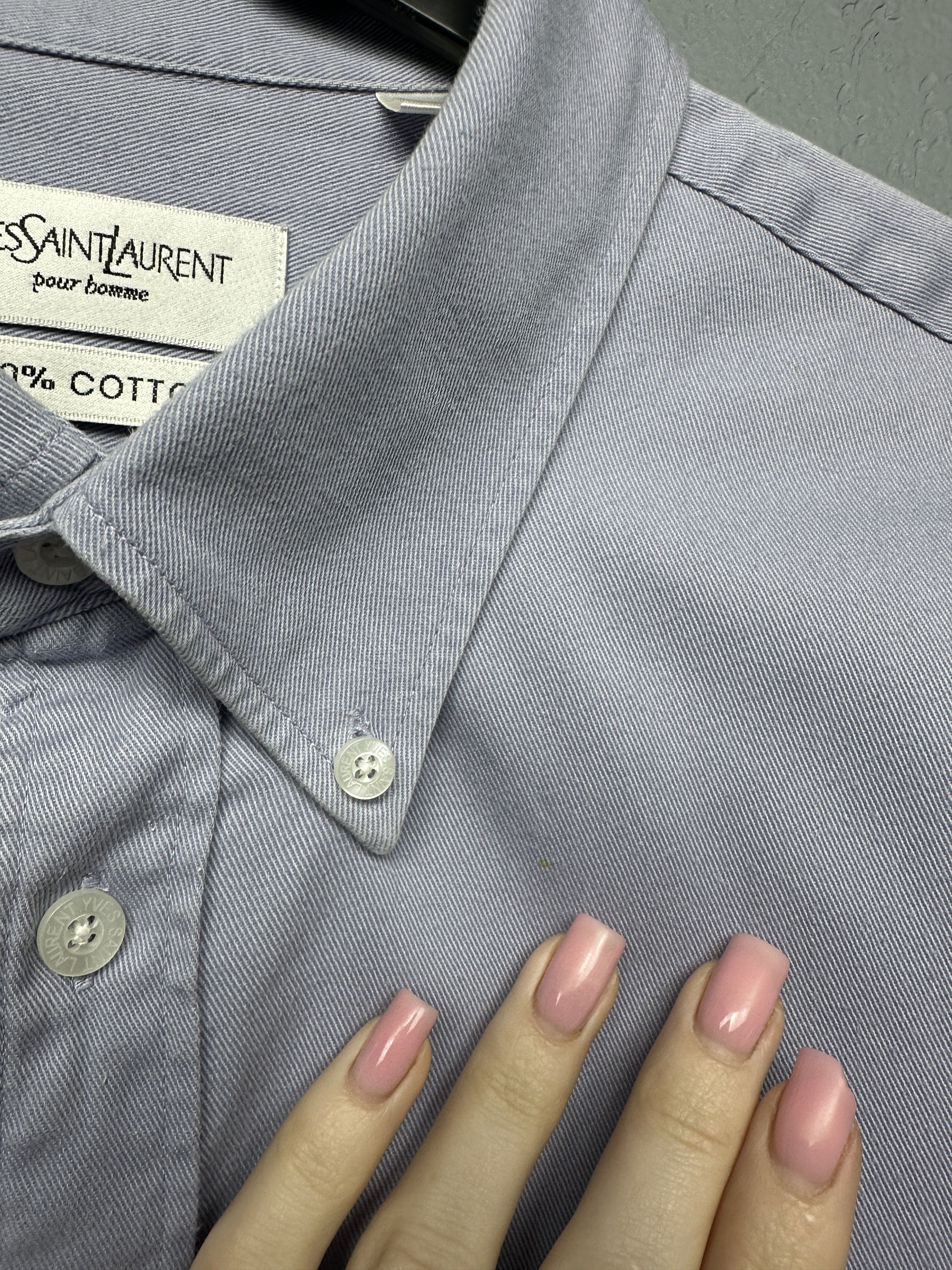 Yves Saint Laurent Yves Saint Laurent YSL Mens Heavy Cotton Long Sleeve Shirt Size US XL / EU 56 / 4 - 5 Thumbnail
