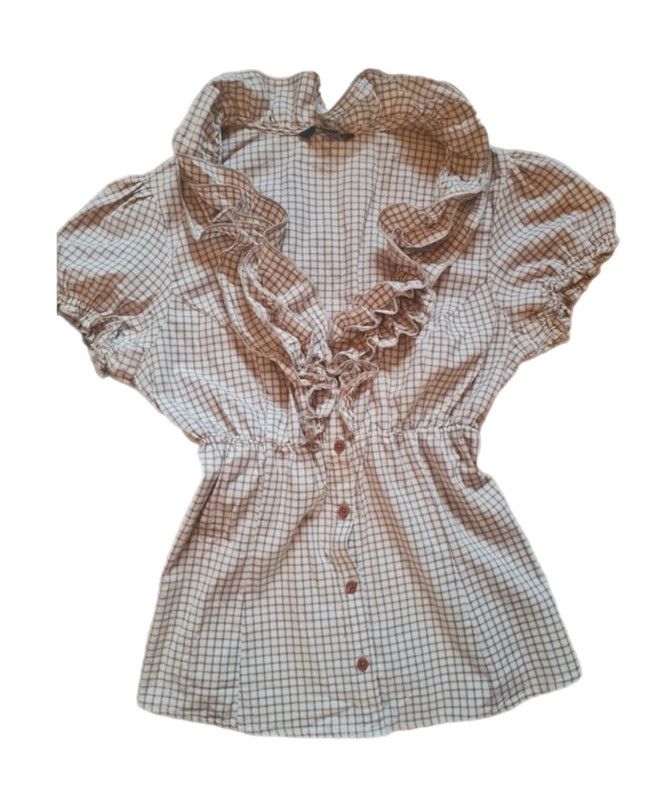 Vintage Vintage y2k Checked Blouse with Coquette Frill Size L / US 10 / IT 46 - 2 Thumbnail
