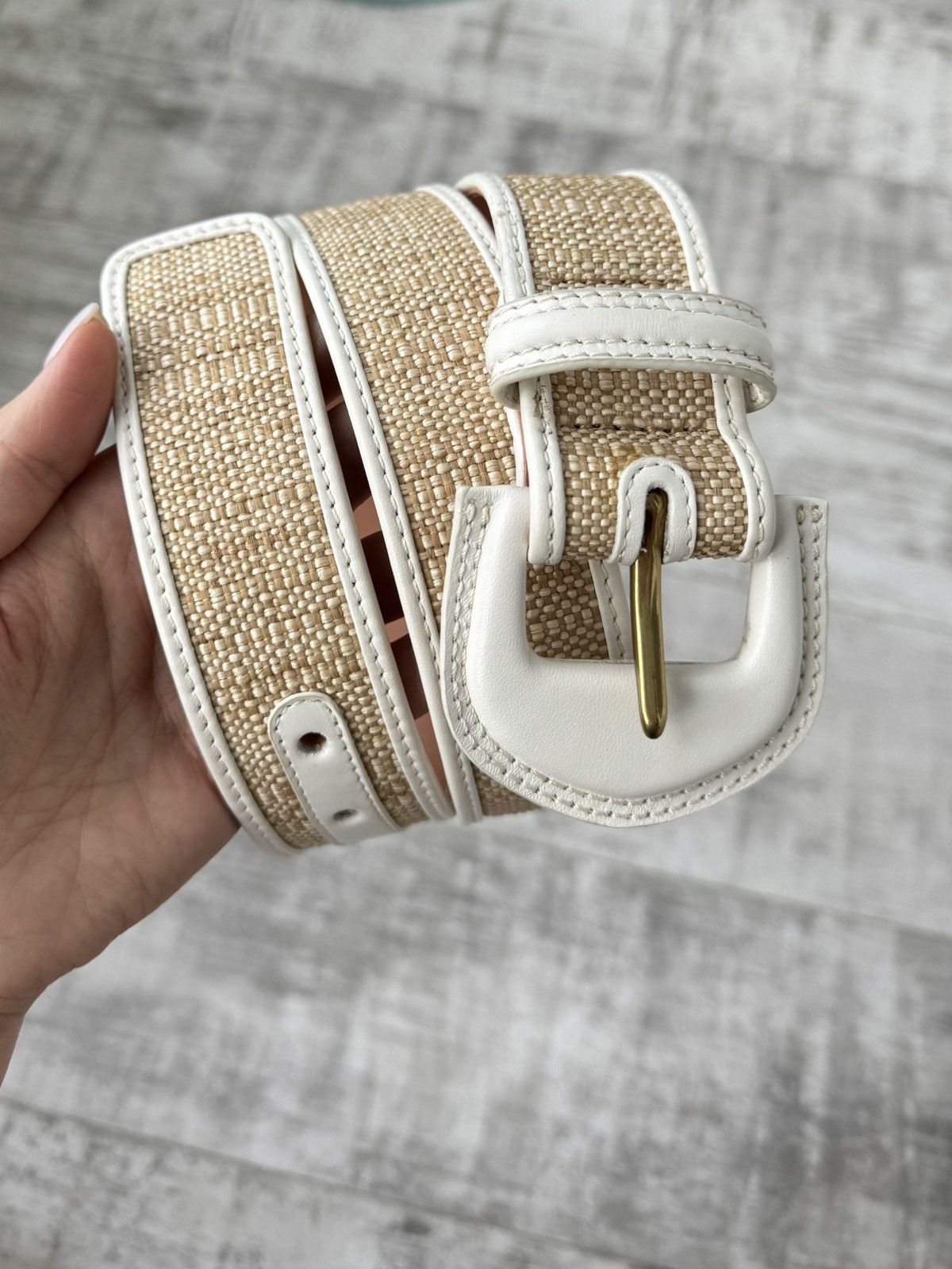 Zimmermann Zimmermann postcard leather trimmed woven raffia waist belt Size ONE SIZE - 5 Thumbnail