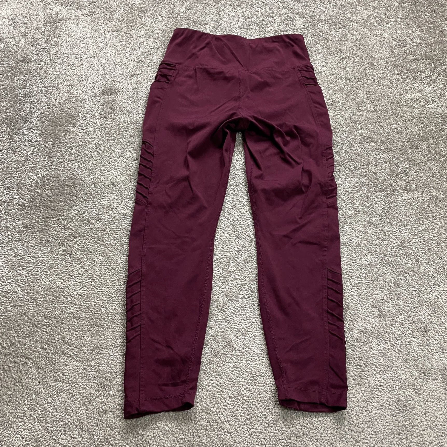 Vintage Member's Mark Leggings Womens Cropped Active M Maroon 26x24 Yoga Athletic Size 32" / US 10 / IT 46 - 2 Thumbnail