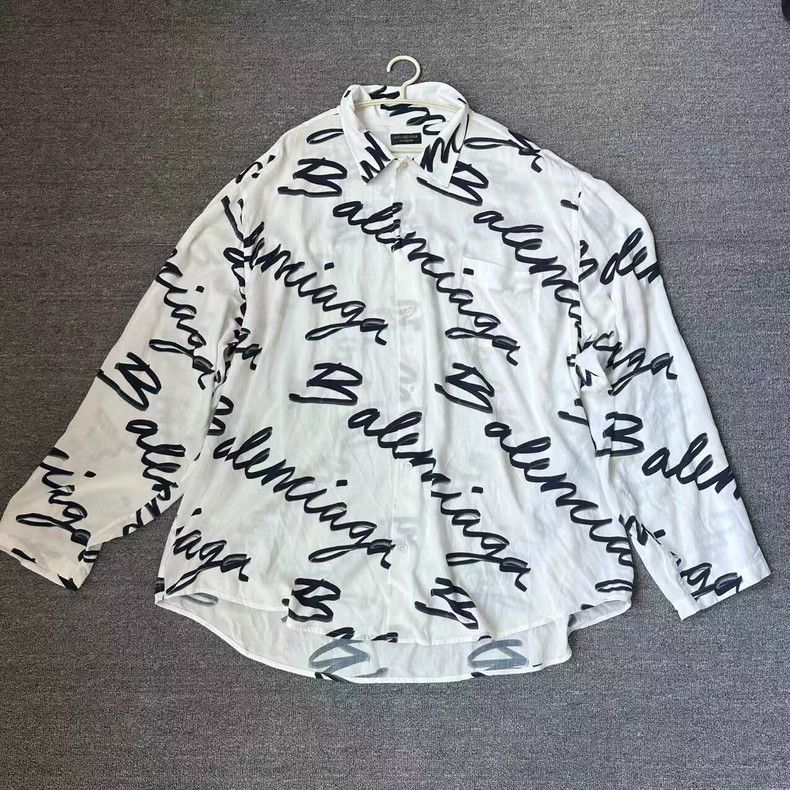 Balenciaga Balenciaga Black White Logo Shirt Size US XL / EU 56 / 4 - 1 Thumbnail