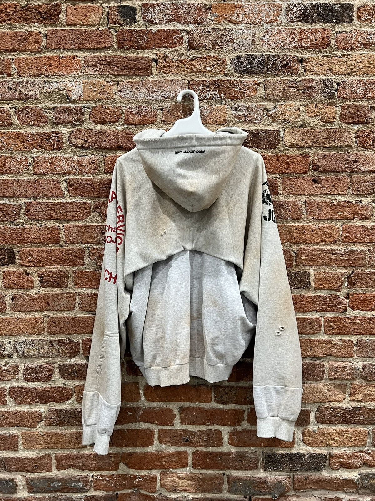 PROJECT GR RECONSTRUCTED FOLDED ZIP HOODIE - DIRTY MELANGE