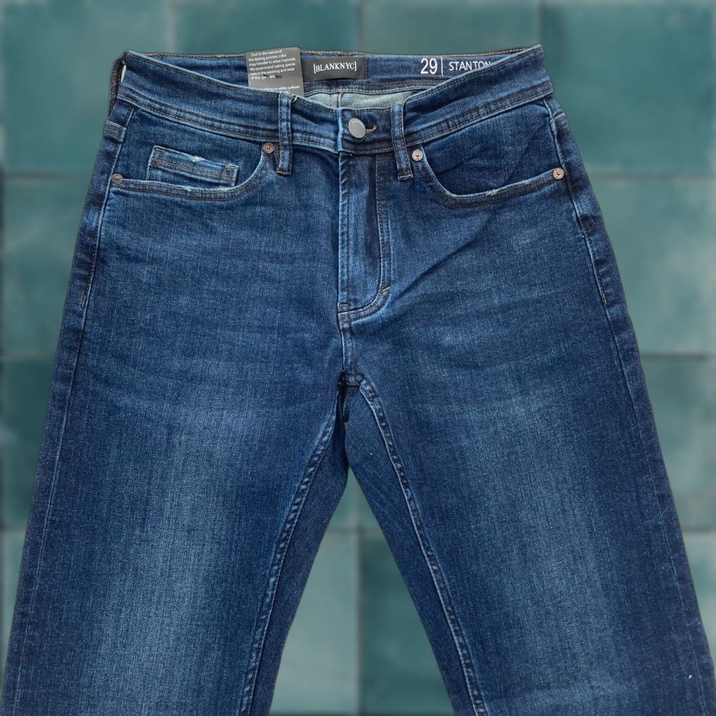 Vintage BLANKNYC Stanton Straight Fit Jeans Mens 29x32 Dark Wash Blue Stretch Denim NWT Size US 29 - 1 Thumbnail