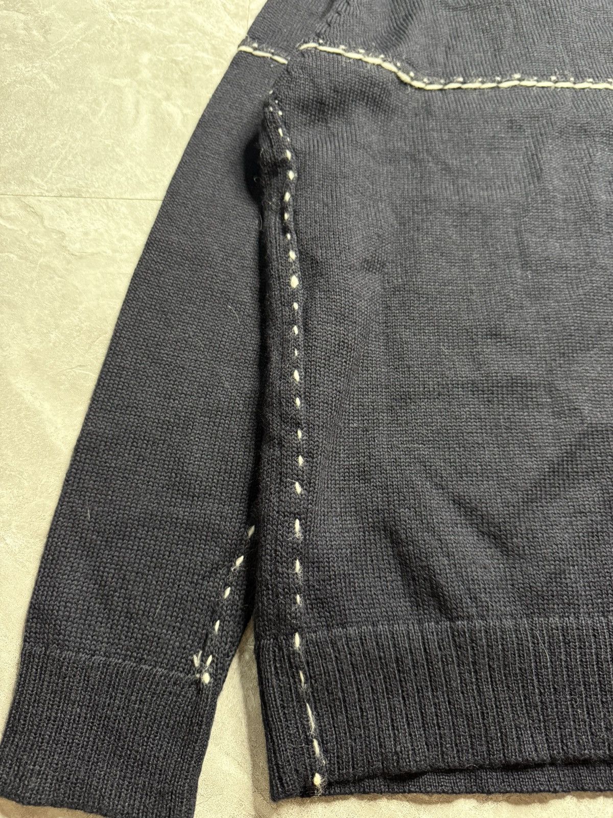 Issey Miyake Issey Miyake F/W 16 Contrast Stitch Detail Wool Knit Sweater Size US L / EU 52-54 / 3 - 5 Thumbnail